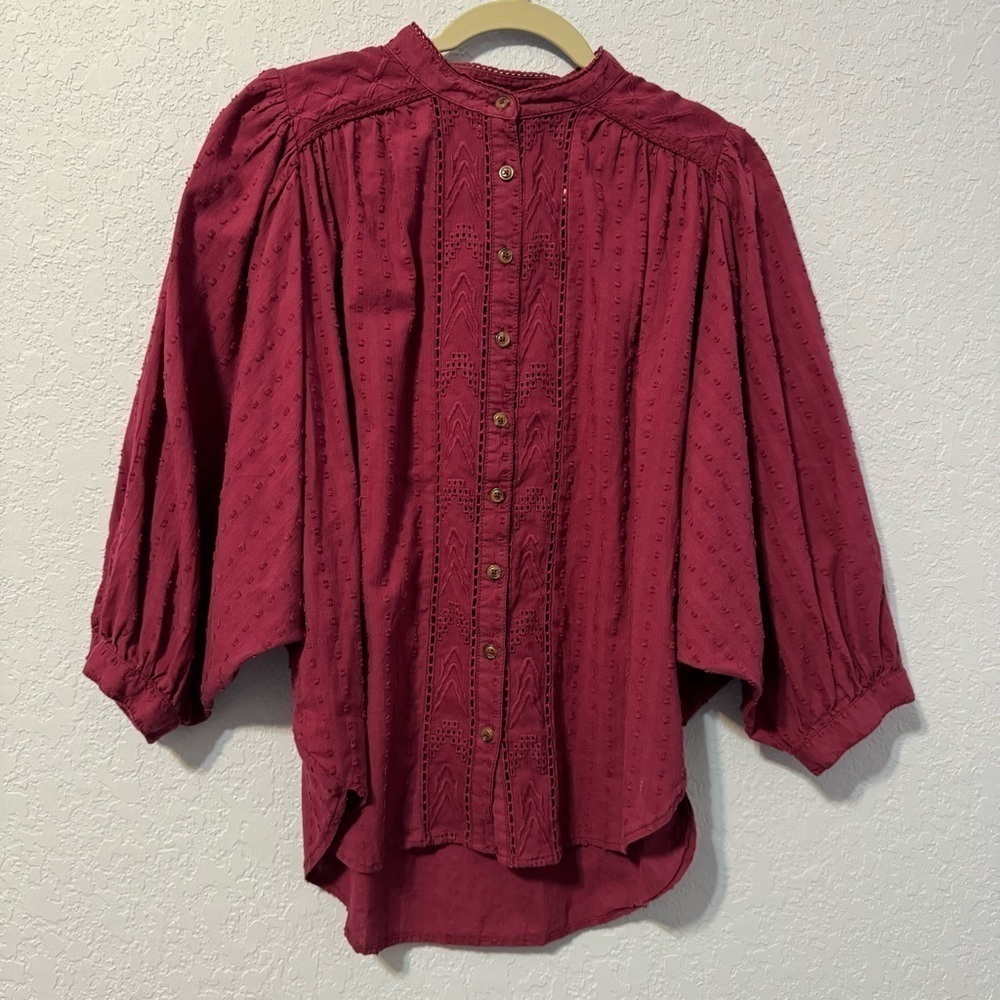 Pilcro By Anthropologie The Tavi Button Down Puff Sleeves Shirt